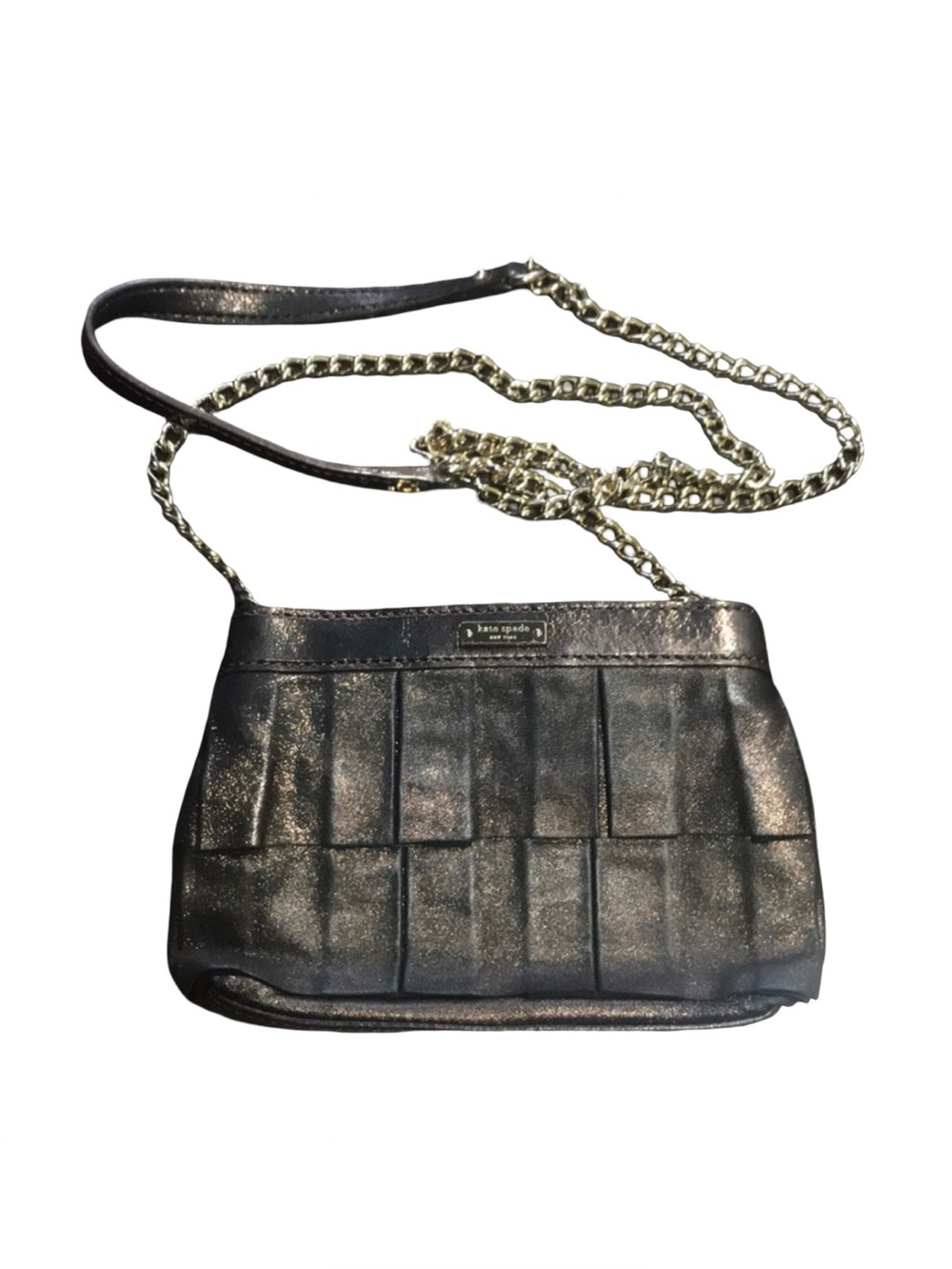 Kate Spade Pewter Metallic Plisse Nate Evening Crossbody Bag